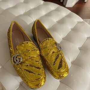 Gucci Women's Yellow Sequin Loafers